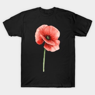 Red Poppies | Poppy Pattern | Poppy Seamless Design | black background T-Shirt